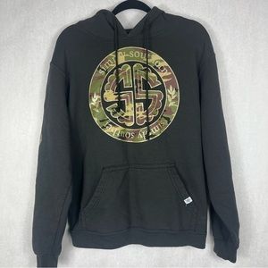 Simply Southern Brown Hoodie with Camo and Deer Graphics Women’s Size L